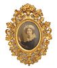 The Painter Girl, 19th C. Rococo Framed Oil on Board