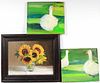 Three Oils on Canvas, Geese and Sunflowers