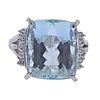 12.33ct Aquamarine Diamond Platinum Ring