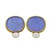 Maz Venetian Glass Intaglio Moonstone Gold Earrings