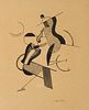 Fischer, Oskar Reitendes Paar. Um 1920. Lithographie auf Japan. 27 x 23 cm (50,5 x 39,5 cm). Signiert in Graphit sowie im Stein monogrammiert und beti