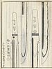   Japanisches Buch mit Holzschnitt-Darstellungen von Samurai-Schwertern. Wohl Edo-Zeit, um 1792. 36 Bll. 4°. Japanbindung mit montiertem, gedrucktem T