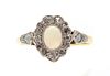 A gold opal and diamond cluster ring,