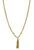 A 9ct gold tassel necklace,