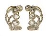 A pair of gold lasque cut diamond earrings,