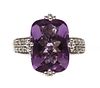 A white gold amethyst and diamond ring,