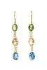 A pair of gold assorted gemstone drop earrings,