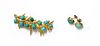 An Egyptian gold turquoise spray brooch,