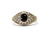 A 9ct gold sapphire and cubic zirconia ring,