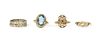 Four 9ct gold rings,