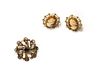 A pair of gold mounted shell cameo earrings,