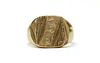 A 9ct gold engraved signet ring,