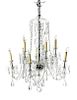 * A Waterford Style Cut Glass Ten-Light Chandelier, Height 40 x diameter 26 inches.