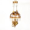 Mary Gregory Style Painted Glass Hanging Oil Lamp