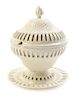 * An English Creamware Reticulated Tureen and Underplate, Height 10 1/2 inches.