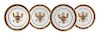 Four Chinese Export Armorial Plates, LIKELY LATE 19TH CENTURY, Diameter 9 1/4 inches.