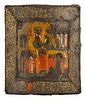 A 17TH CENTURY RUSSIAN ICON OF THE PROTECTION [POKROV] OF THE VIRGIN, PSKOV SCHOOL