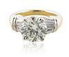 A 4.30 CT BRILLIANT ROUND CUT DIAMOND RING SET IN 18KT GOLD BAND
