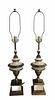 A Pair of Vinatage Brass and Enamel Stiffel Lamps