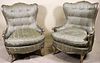 PAIR OF FRENCH STYLE SILVER GILT WING CHAIRS