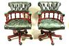 PAIR OF VINTAGE BUTTON TUFTED LEATHER ARMCHAIRS