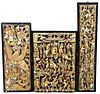 THREE 19th CENTURY CHINESE CARVED & GILDED RELIEFS