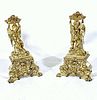 Pair of French Polished Brass Figural Chenets