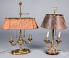 Two brass bouillotte lamps