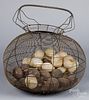 Large wire basket, with composition onions