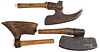 Three early wrought iron goose wing axes, ca. 1800