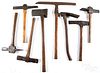 Group of post hole morticing axes, 19th c., etc.