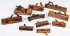 Ten wooden molding planes