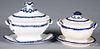 Two Leeds pearlware blue feather edge tureens