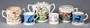 Group of porcelain mugs, 19th c.