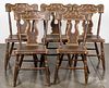 Set of five Pennsylvania painted plank seat chairs