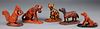 Five Donald Winer figural redware animals, 20th c.