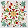 Good applique cradle summer quilt, 19th c.