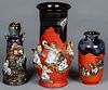 Three Japanese Sumida Gawa pottery vases, ca. 1900