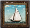 Painted sailboat diorama, 19th c.