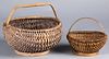 Two split oak baskets, 19th c.