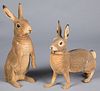 Two large composition rabbit candy containers