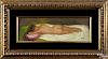 Oil on board nude, mid 20th c., signed Kinert, 4'' x 12''.