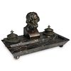 French Bronze & Marble "Homer" Double Inkwell