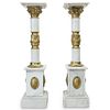 Neoclassical Style White Marble & Bronze Pedestals