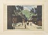 Kiyoshi Saito (Japanese 1907-1997), woodblock print of a village scene, signed in pencil