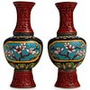 Chinese Cinnabar & Cloisonne Enamel Vases