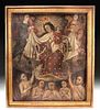 Large 19th C. Mexican Painting, Scapular of Our Lady