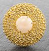 Italian 18K Yellow Gold Angel Skin Coral Domed Pin
