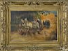 Oil on board, titled Returning From the Feast, late 19th c., signed B. Adolin, 14 1/4'' x 22 3/4''