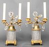 Rococo Style Gilt Bronze And Glass Table Lamps, Pr